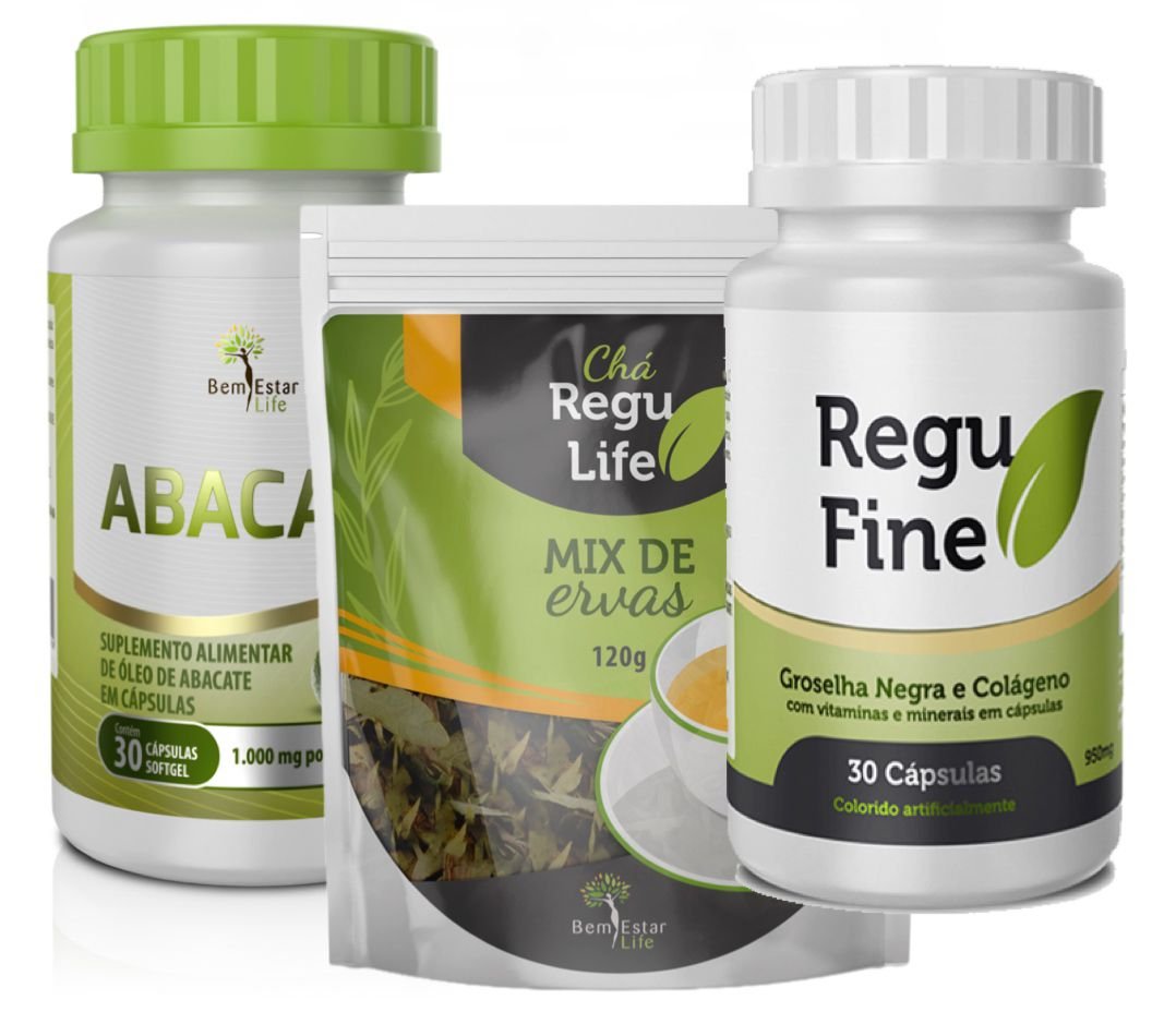 Regu Fine Óleo De Abacate 30 Caps Chá Regu Life Pacote Trio Emagrecedor Forte Bem Estar 2183