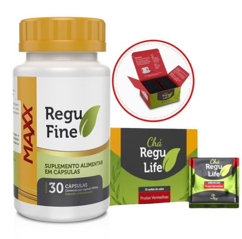 Regu Fine Maxx Termogênico 7x Mais Potente Chá 30 Sachês Frutas Vermelhas Bem Estar Life Bem 3387